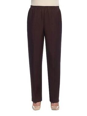 Alfred Dunner 97% Cotton Classics Womens Straight Pull-On Pant Brown Size 16